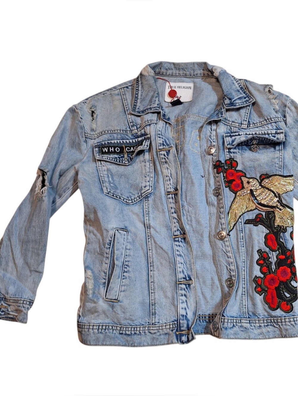 True Religion Heavily Distressed & Embellished Jean Jacket Ladies S/P ReBELLE